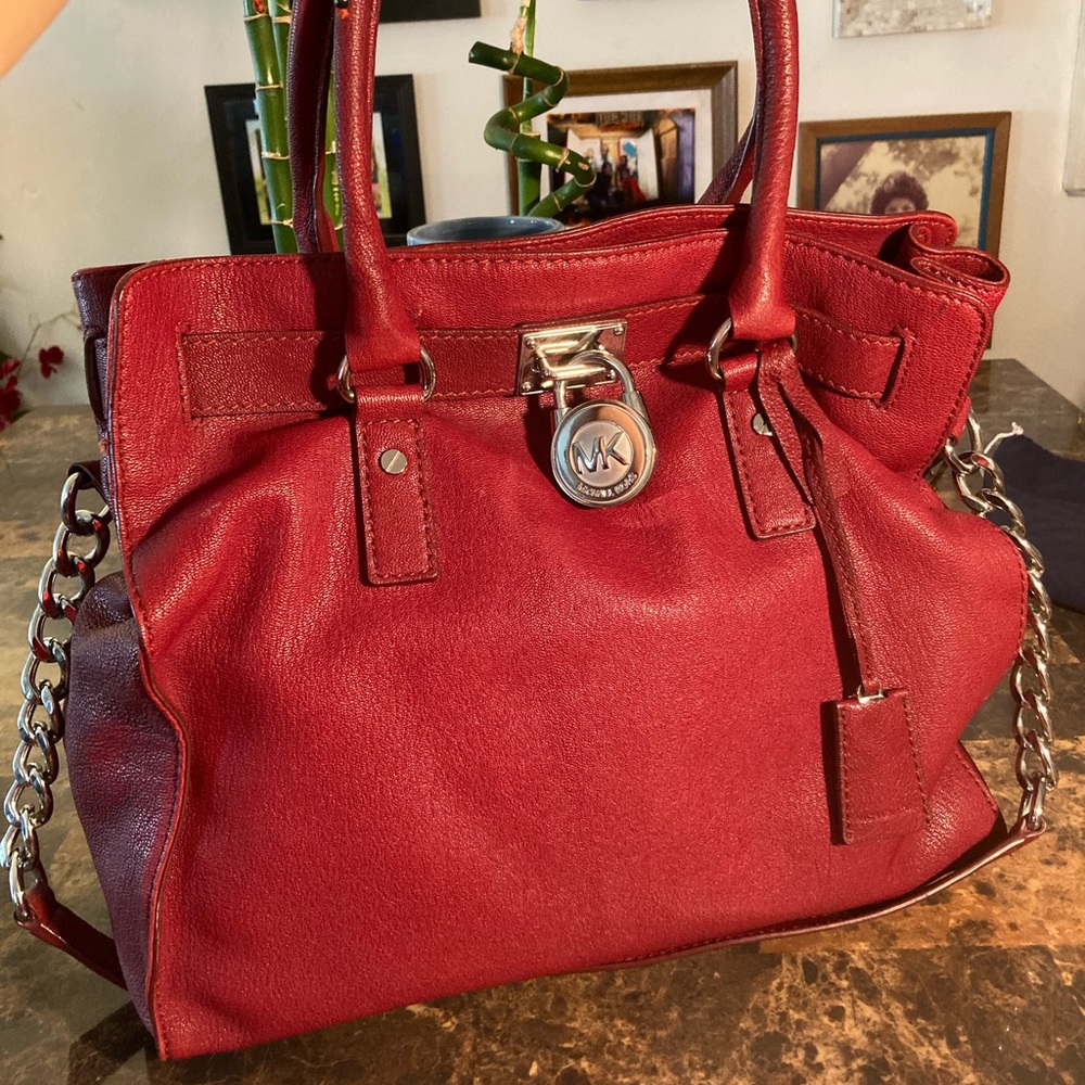 Michael Kors Red Purse with Crossbody Strap